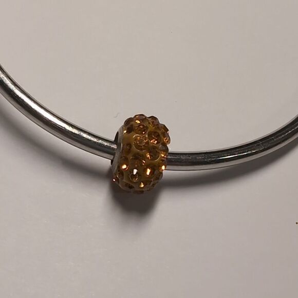 Silver with Orange Pave‎ Charm for Pandora Style Bracelet - Picture 1 of 3